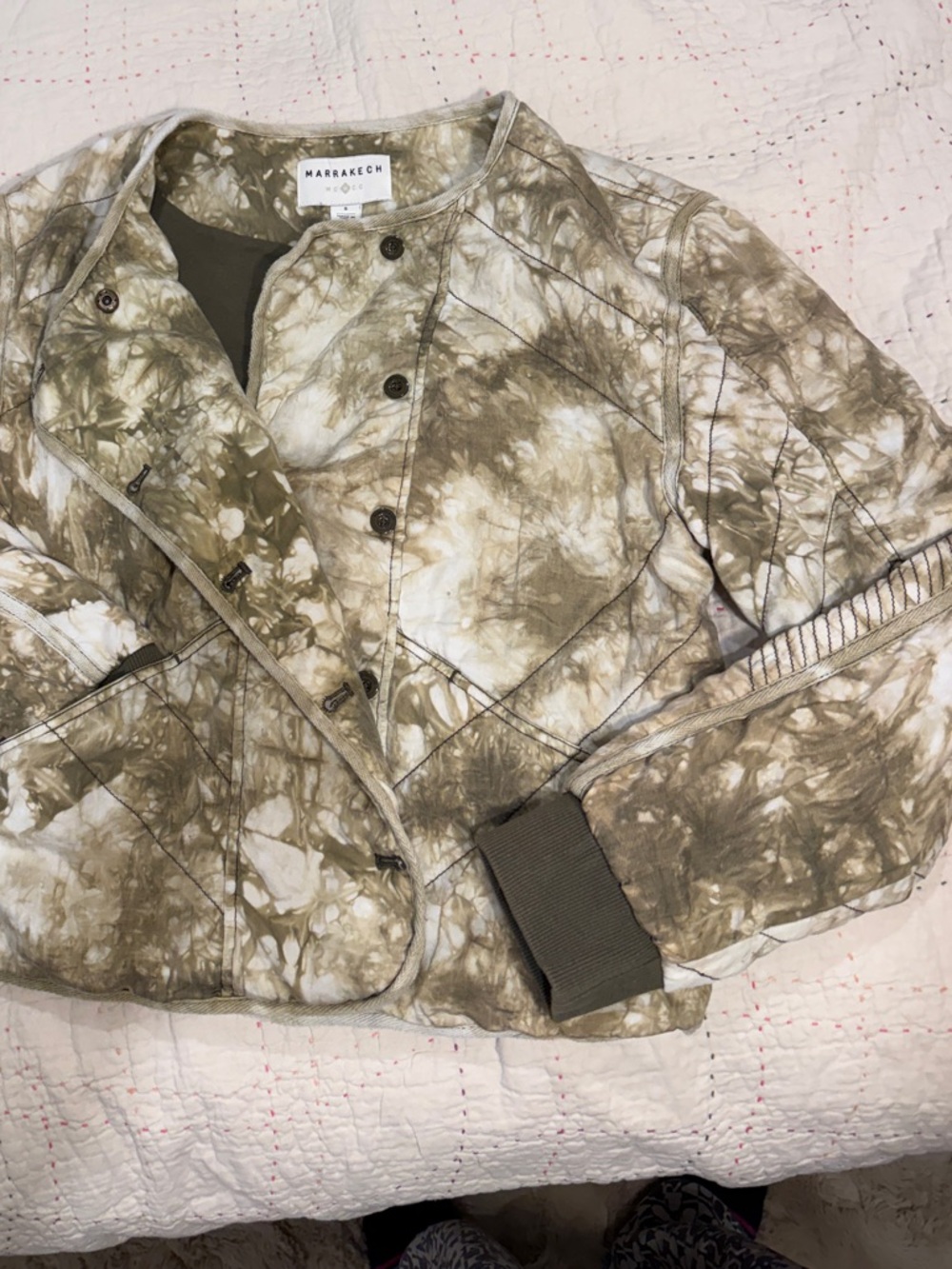 Marrakech Beige Olive Tie-Dye Jacket Cotton small